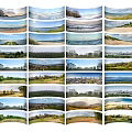Diverse Natural Scenery Collection Featuring Coastal Views Mountain Ranges Green Fields and Lush Forests