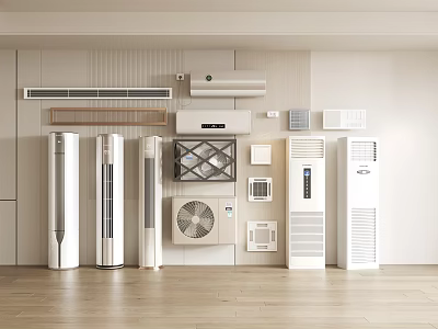 Various Types Of Stylish Air Conditioner Vents In Modern Home Interior 3d model