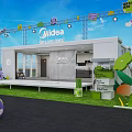 Midea Kitchen Experience Store Outdoor Stage With Grass Sofa And Flowers 3d model