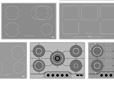 Various Kitchen Appliance Cooktops Including Electric And Gas Stove Designs With Multiple Burners 3d model