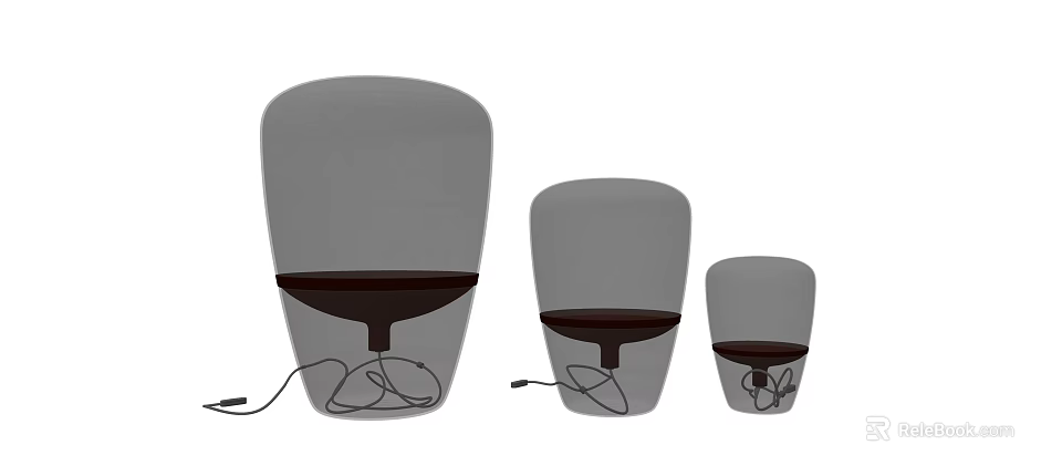 Modern Dome Shaped Table Lamps With Dark Bases And Three Sizes 3d model 