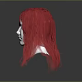 Realistic White Head Model Display With Long Red Curly Hair