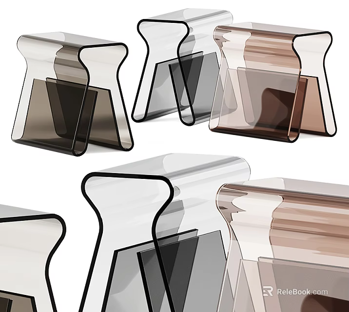 Modern Transparent Acrylic Side Tables with Stylish Design and Multiple Colors for Home Decor 3d model 
