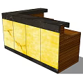 Modern Reception Desk With Yellow Textured Panels Black Countertop And Wooden Frame