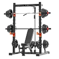 Multifunctional Home Gym Equipment With Bench And Weights 3d model