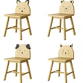 Kids Wooden Chairs with Cute Animal Face Design for Toddler Seating