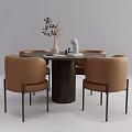Modern Dining Table and Chair Combination Round Dining Table and Chair Combination 3d model