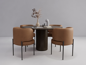 Modern Dining Table and Chair Combination Round Dining Table and Chair Combination 3d model