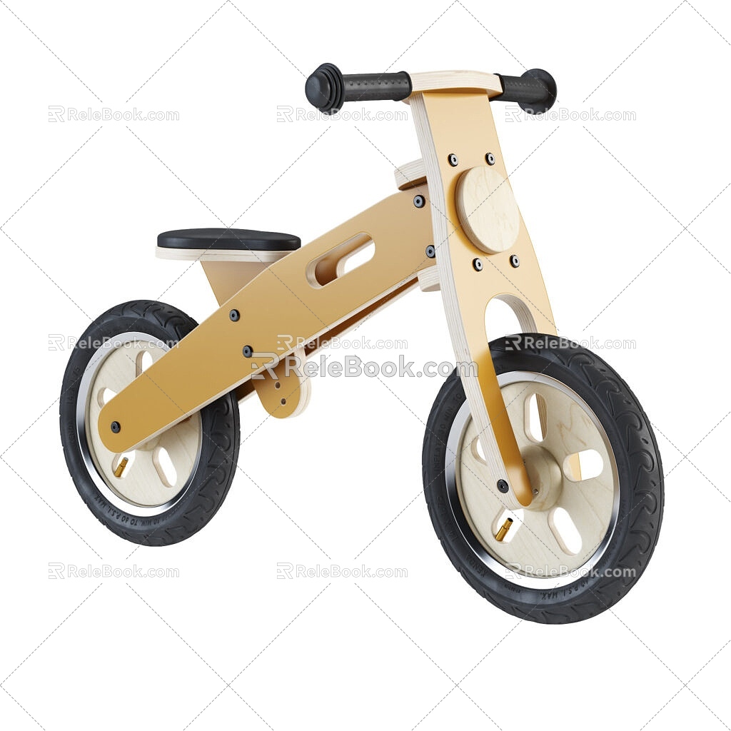 Toy Bicycle Toy Car Wooden Bicycle Children's Car 3d model