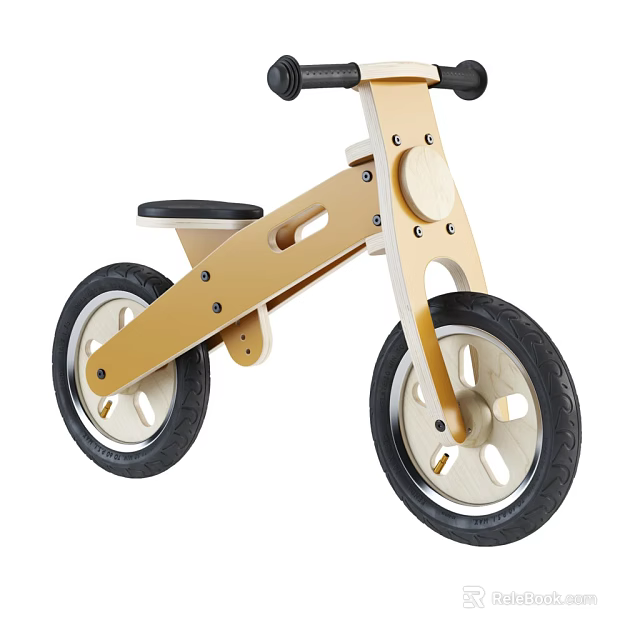 Wooden Kids Tricycle With Sturdy Structure And Wheels 3d model 
