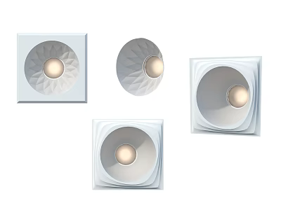 Modern Minimalist Square and Round White Downlights and Spotlights for Ceiling 3d model