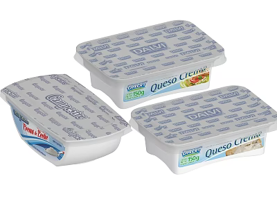 Queso Crema Cheese Products In Different Brand Packages With 250g Net Weight 3d model