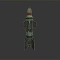 Military Rocket Weapon with Red Silver Body Aerodynamic Fins and Pointed Nose
