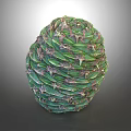 Fresh Green Layered Fruit with Textured Leaves Wrapped in Spherical Shape