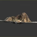 Detailed Rocky Terrain 3D Model With Root like Features Green Vegetation And Snowy Surface