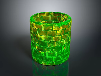 Unique Elegant Glossy Green Cylindrical Decorative Container With Brick Pattern Surface Design 3d model