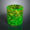 Unique Elegant Glossy Green Cylindrical Decorative Container With Brick Pattern Surface Design
