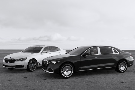 Mercedes Maybach VS BMW 740 3d model