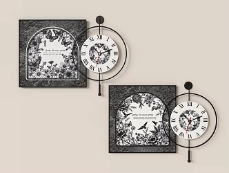 Butterfly Flower Clock Butterfly Wall Decorations 3d model