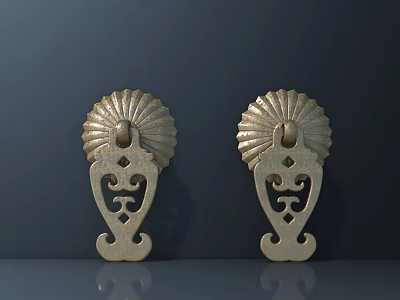 Golden Metal Vintage Style Handles With Ornate Floral Patterns And Intricate Carvings 3d model