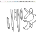 Silver Metal Door Handles With Various Curved And Straight Designs On Black Background