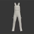 White One Piece Work Overalls With Suspenders Multiple Pockets And Casual Style