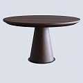 Round Brown Wooden Dining Table With Tapered Base Modern Minimalist Design 3d model