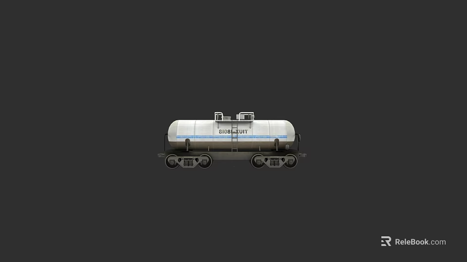 Railway Tank Train With White Body And Metal Wheels For Cargo Transport 3d model 