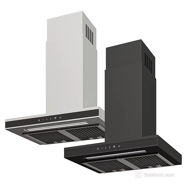 Sleek Modern Black and White Kitchen Range Hoods as Stylish Appliances 3d model 