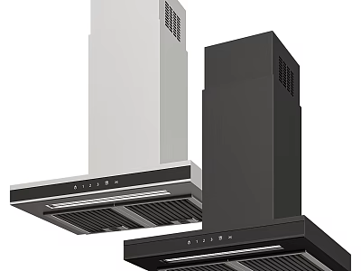 Sleek Modern Black and White Kitchen Range Hoods as Stylish Appliances 3d model