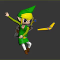 Legend of Zelda Character Link in Green Tunic With Blonde Hair and Boomerang
