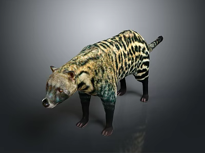 Realistic Striped Animal 3D Model With Yellow Black Fur And Standing Pose 3d model
