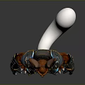 Armored Fantasy Warrior Creature With Red Rabbit Ears White Tail Blue Accents