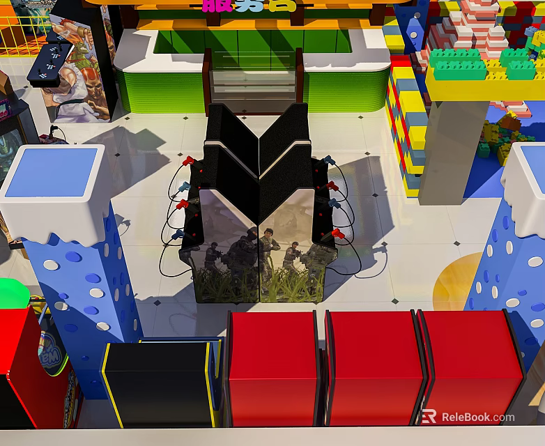 Colorful Building Blocks Themed Sofa And Coffee Table Set With Vibrant Colors For Kids Room 3d model 