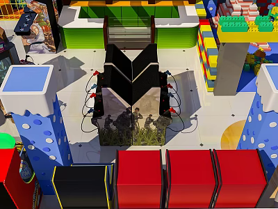 Colorful Building Blocks Themed Sofa And Coffee Table Set With Vibrant Colors For Kids Room 3d model