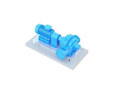 Industrial Plant Blue Pump Machinery Model Device on White Base Platform 3d model