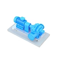 Industrial Plant Blue Pump Machinery Model Device on White Base Platform 3d model