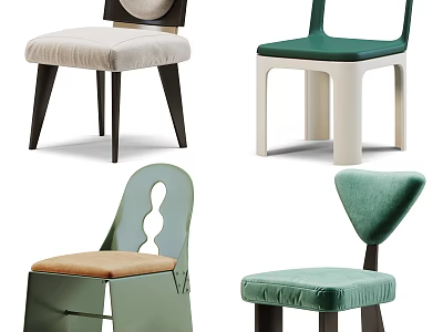 Modern Accent Leisure Chairs in Green Beige Teal with Unique Stylish Designs 3d model