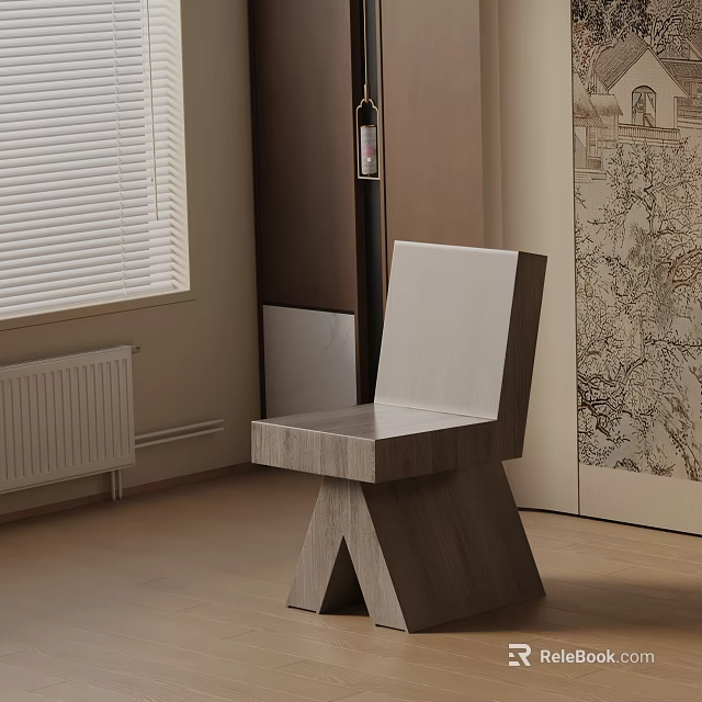 Modern Leisure Chair With X-Shaped Wooden Base Simple Backrest And Indoor Living Space Design 3d model 