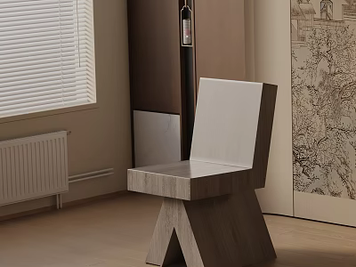 Modern Leisure Chair With X-Shaped Wooden Base Simple Backrest And Indoor Living Space Design 3d model