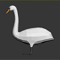 Low Poly White Swan 3D Model with Shiny Reflective Surface on Dark Background 3d model