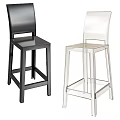 Modern Black And Transparent Bar Stools Featuring Sleek Acrylic Design And Simple Structure 3d model