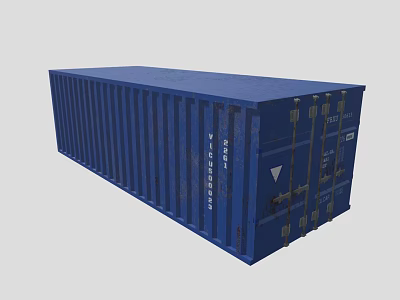 Blue Shipping Container With Metal Doors Vertical Ribs And Locking System 3d model Blue Shipping Container With Metal Doors Vertical Ribs And Locking System 3d model
