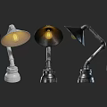 Vintage Table Lamps With Metal Bases And Warm Light Bulbs In Various Designs