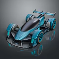 Futuristic Teal Race Car with Sleek Aerodynamic Body Large Wheels and Rear Spoiler