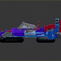 Futuristic Purple And Blue Amphibious Water Transport Vehicle With Large Wheels Propeller And Seat