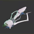 Futuristic White 3D Model With Streamlined Mechanical Structure And Geometric Shapes 3d model