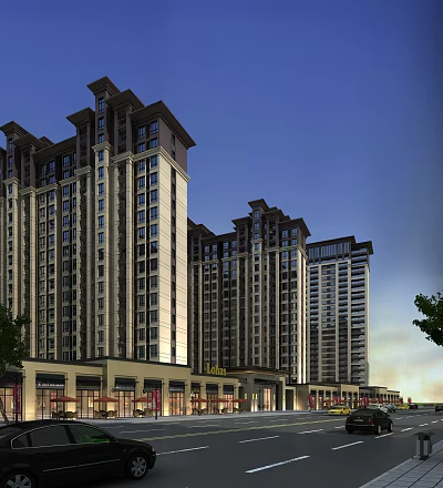 Modern residential area 3d model