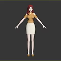 Game Movie Character With Red Hair Yellow Off Shoulder Top And White Skirt