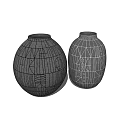 Elegant Ceramic Vases Adorned With Intricate Geometric Patterns And Line Decorations 3d model